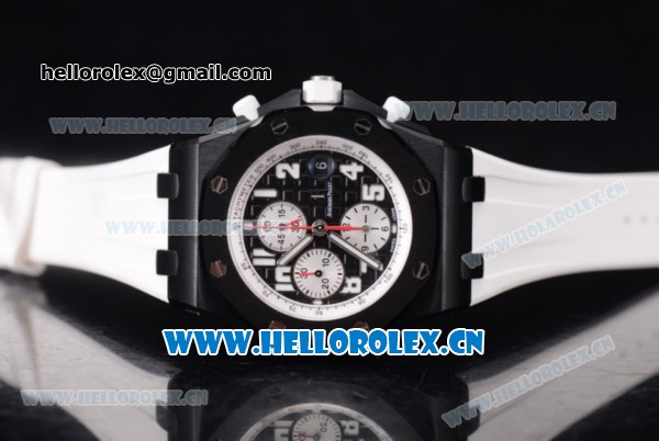 Audemars Piguet Royal Oak Offshore Marcus Limited Edition Clone AP Calibre 3126 Automatic DLC Case with Black Dial and White Rubber Strap - 1:1 Original (JF) - Click Image to Close